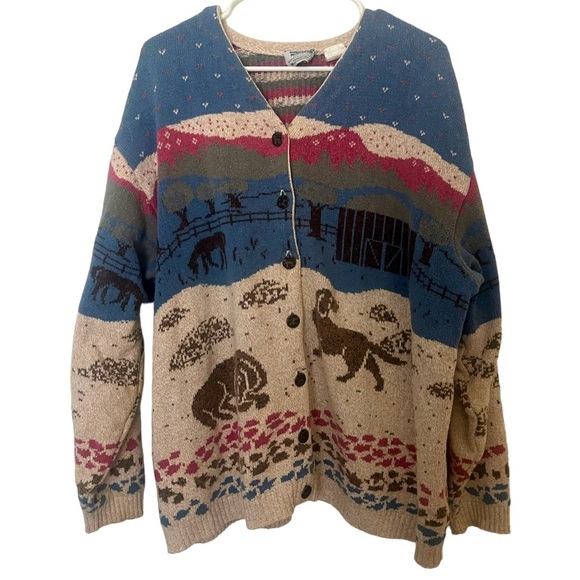 Vintage 1990 Beautiful Dogs Sweater from Northern Reflections cardigan sweater - Picture 3 of 13